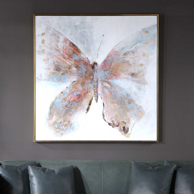 Uttermost Free Flying Butterfly Contemporary Hand Painted Canvas