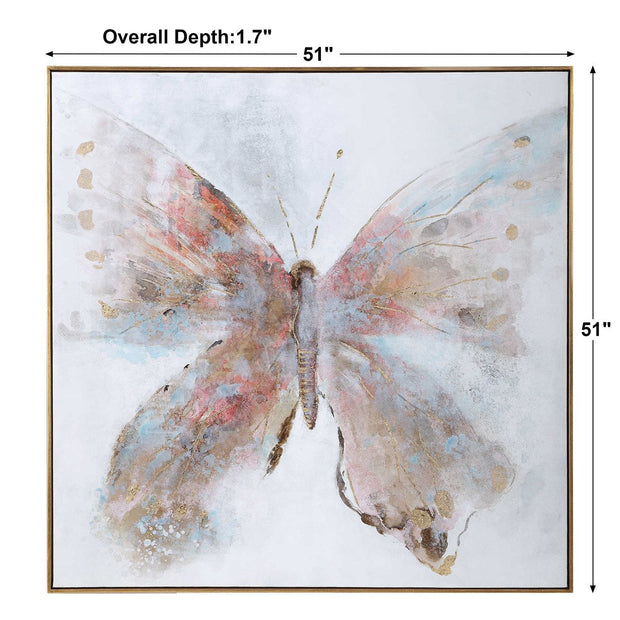 Uttermost Free Flying Butterfly Contemporary Hand Painted Canvas