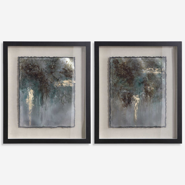 Uttermost Rustic Patina Metal Sheets Contemporary Set of 2 Framed Prints