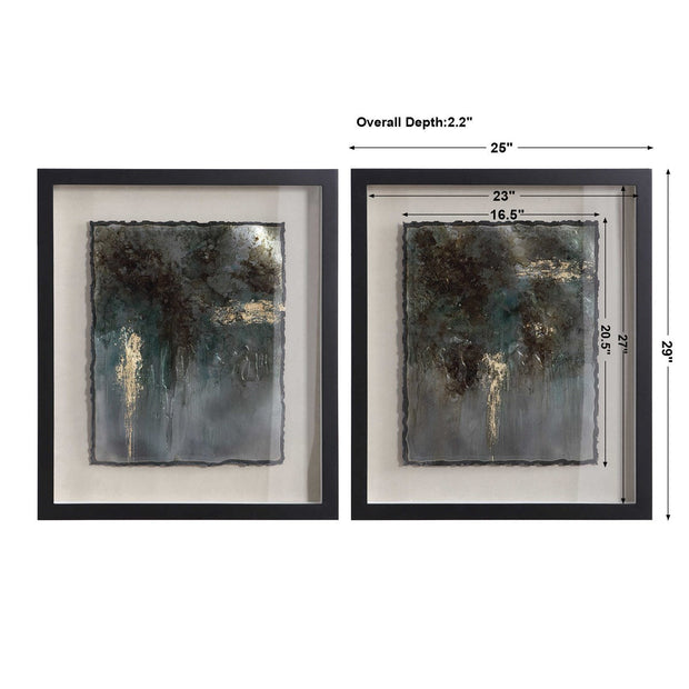 Uttermost Rustic Patina Metal Sheets Contemporary Set of 2 Framed Prints