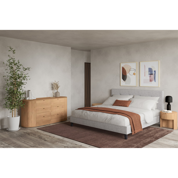 Moe's Home Collection Eliza Grey Tufted Upholstered King Size Bed