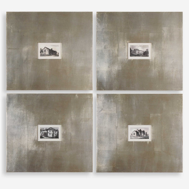 Uttermost Historical Buildings Black and White Set of 4 Framed Prints