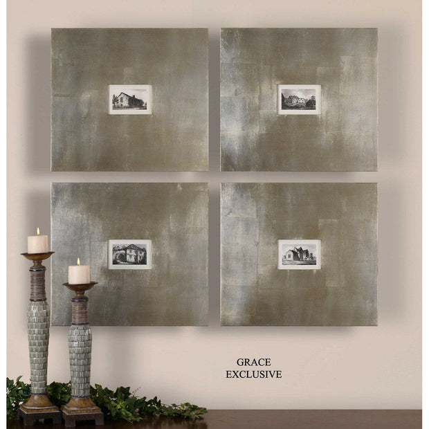 Uttermost Historical Buildings Black and White Set of 4 Framed Prints
