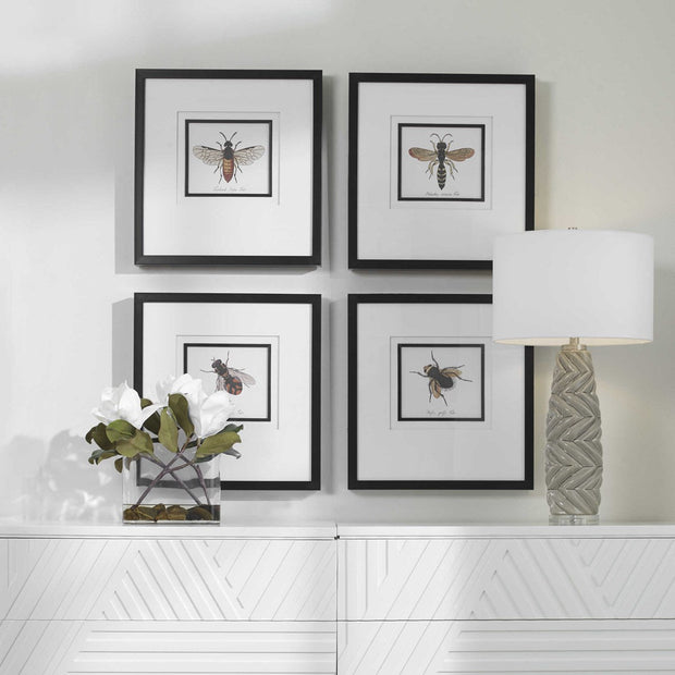 Uttermost Anthophila Bee Set of 4 Framed Prints