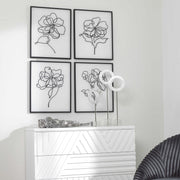 Uttermost Bloom Black and White Florals Set of 4 Framed Prints