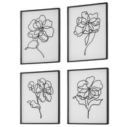 Uttermost Bloom Black and White Florals Set of 4 Framed Prints