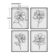 Uttermost Bloom Black and White Florals Set of 4 Framed Prints