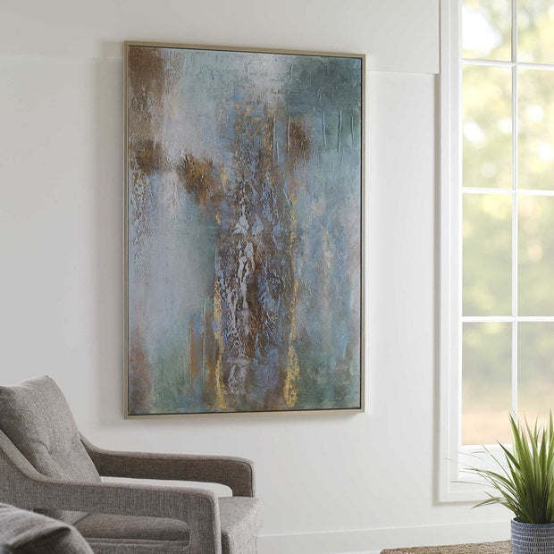 Uttermost Rendezvous Blue and Green Abstract Hand Painted Canvas
