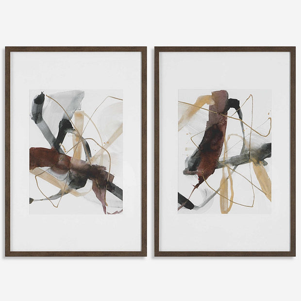 Uttermost Burgundy Interjection Set of 2 Framed Prints