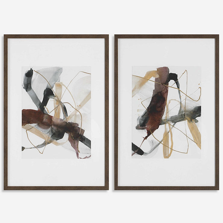 Uttermost Burgundy Interjection Set of 2 Framed Prints