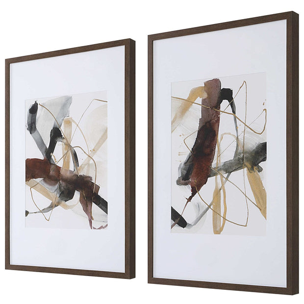 Uttermost Burgundy Interjection Set of 2 Framed Prints