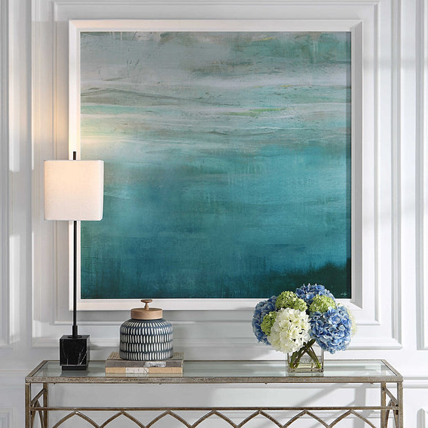Uttermost Cancun Teal Waters White Framed Print