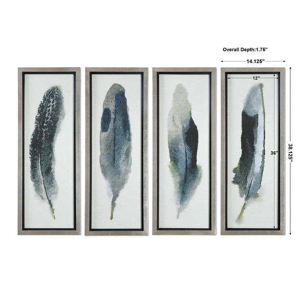 Uttermost Feathered Beauty Set of 4 Contemporary Framed Prints