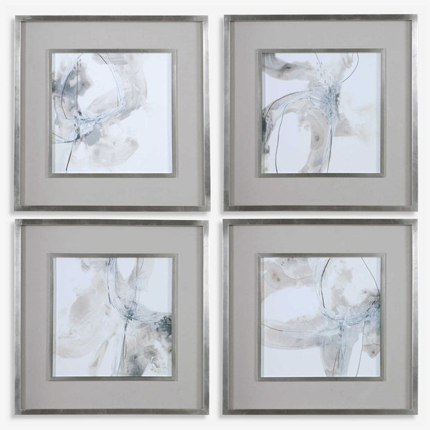 Uttermost Divination Warm Gray and Charcoal Contemporary Set of 4 Framed Prints