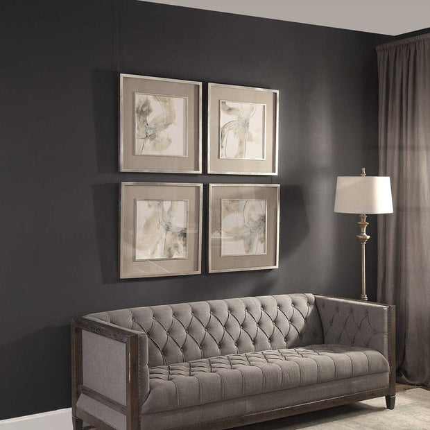 Uttermost Divination Warm Gray and Charcoal Contemporary Set of 4 Framed Prints