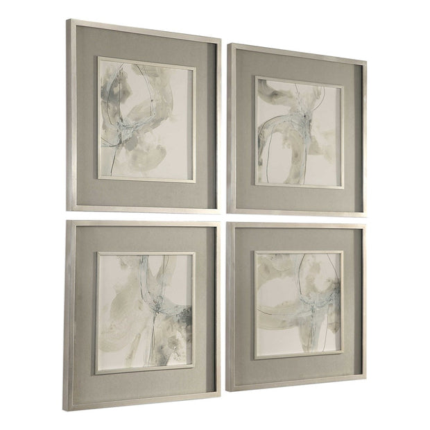 Uttermost Divination Warm Gray and Charcoal Contemporary Set of 4 Framed Prints
