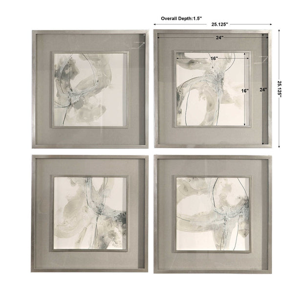 Uttermost Divination Warm Gray and Charcoal Contemporary Set of 4 Framed Prints