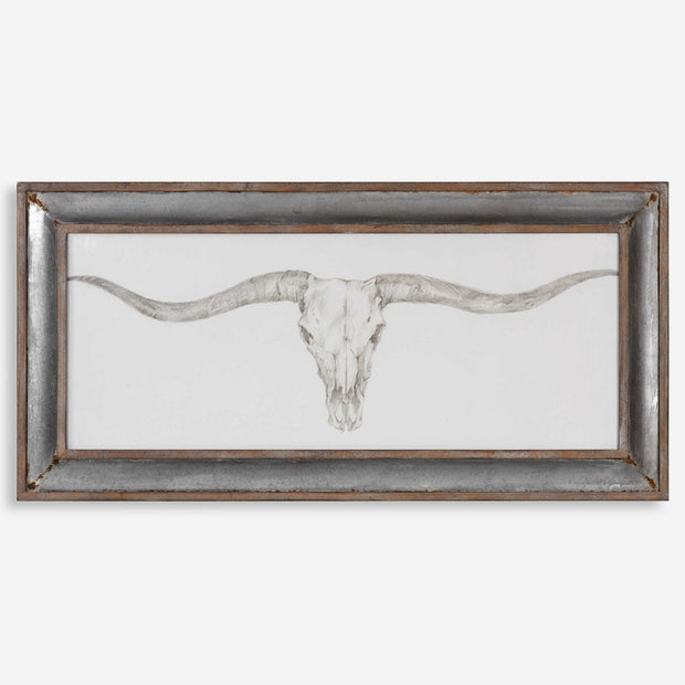 Uttermost Western Skull Mount Galvanized Tin Framed Print