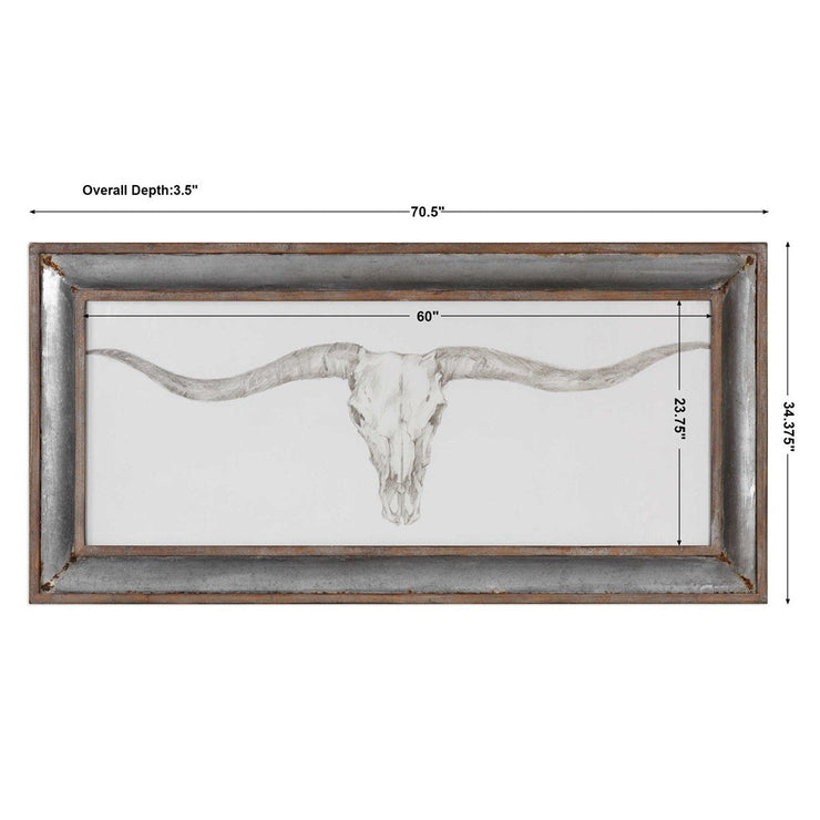 Uttermost Western Skull Mount Galvanized Tin Framed Print