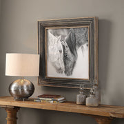 Uttermost Custom Black And White Horses Rustic Framed Print