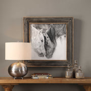 Uttermost Custom Black And White Horses Rustic Framed Print