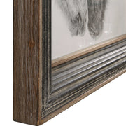 Uttermost Custom Black And White Horses Rustic Framed Print