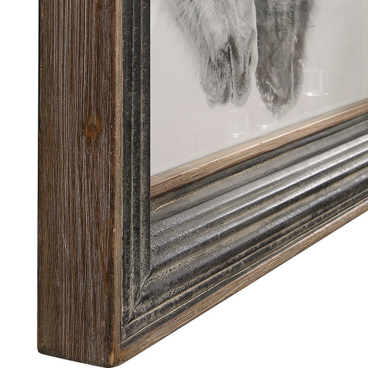 Uttermost Custom Black And White Horses Rustic Framed Print