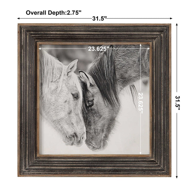 Uttermost Custom Black And White Horses Rustic Framed Print