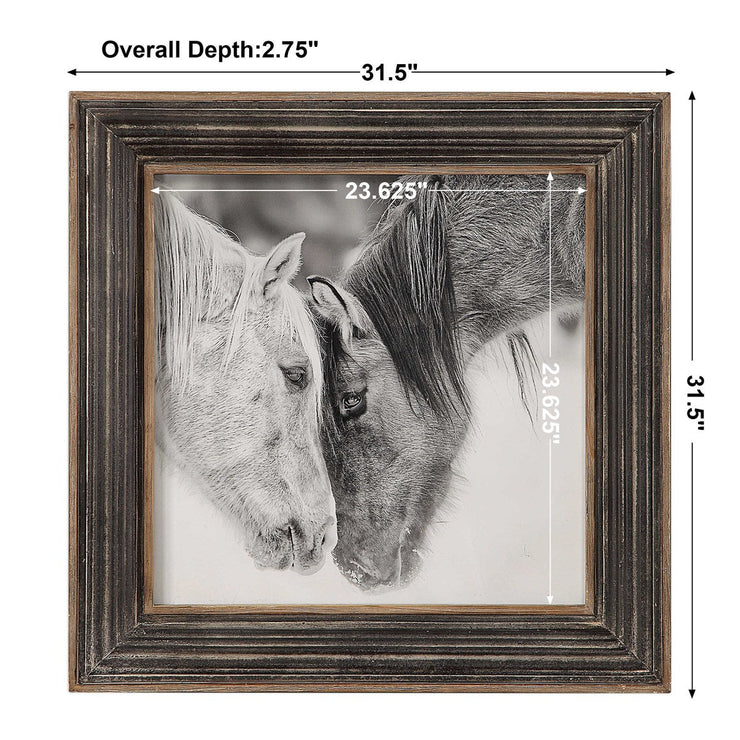 Uttermost Custom Black And White Horses Rustic Framed Print