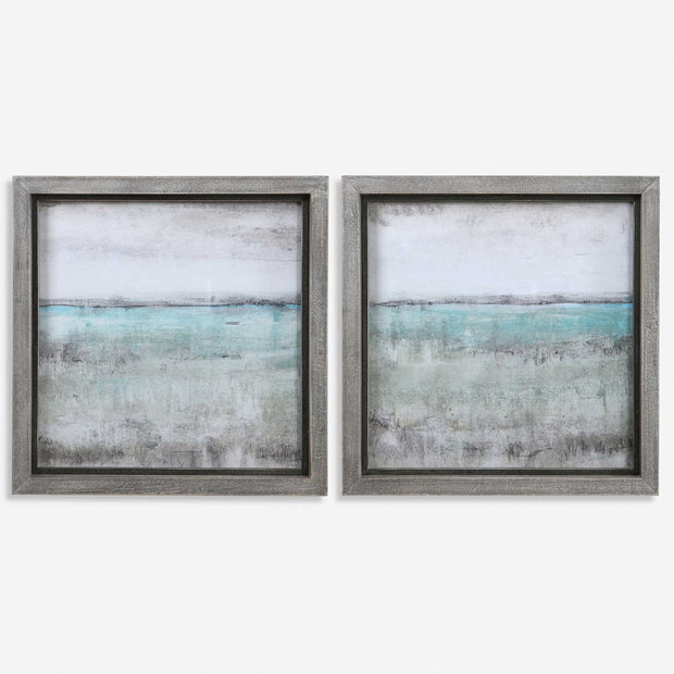 Uttermost Aqua Horizon Landscape Set of Framed Prints