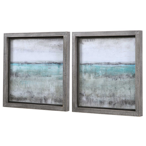 Uttermost Aqua Horizon Landscape Set of Framed Prints