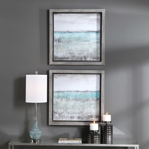 Uttermost Aqua Horizon Landscape Set of Framed Prints