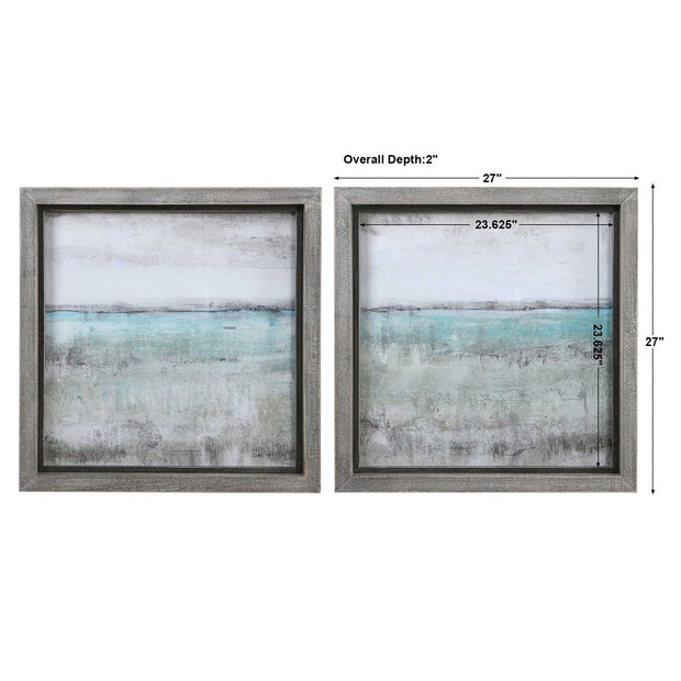 Uttermost Aqua Horizon Landscape Set of Framed Prints