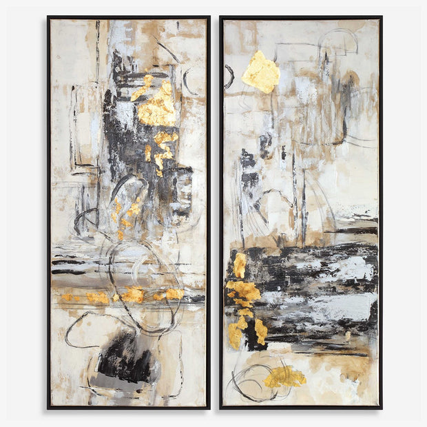 Uttermost Life Scenes Abstract Set of 2 Hand Painted Canvases