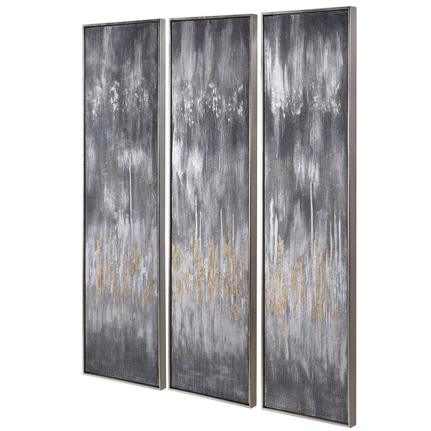 Uttermost Gray Showers Set of 3 Hand Painted Canvases
