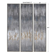 Uttermost Gray Showers Set of 3 Hand Painted Canvases