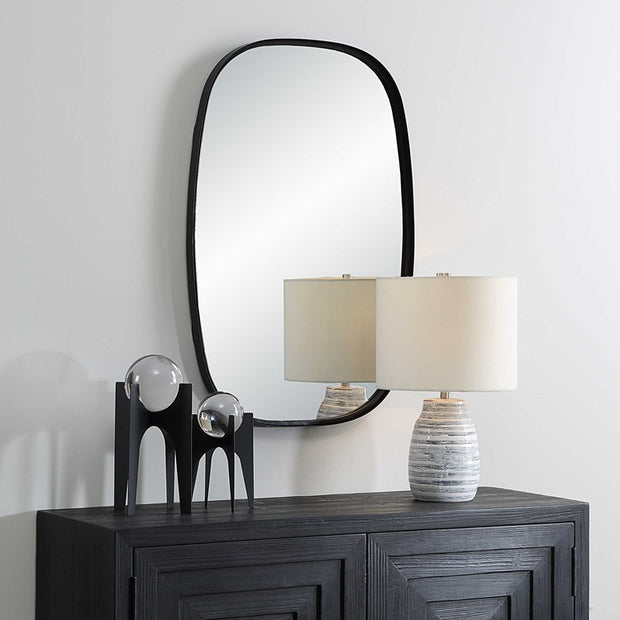 Casa Bella Living Satin Black Radius Corners Mirror