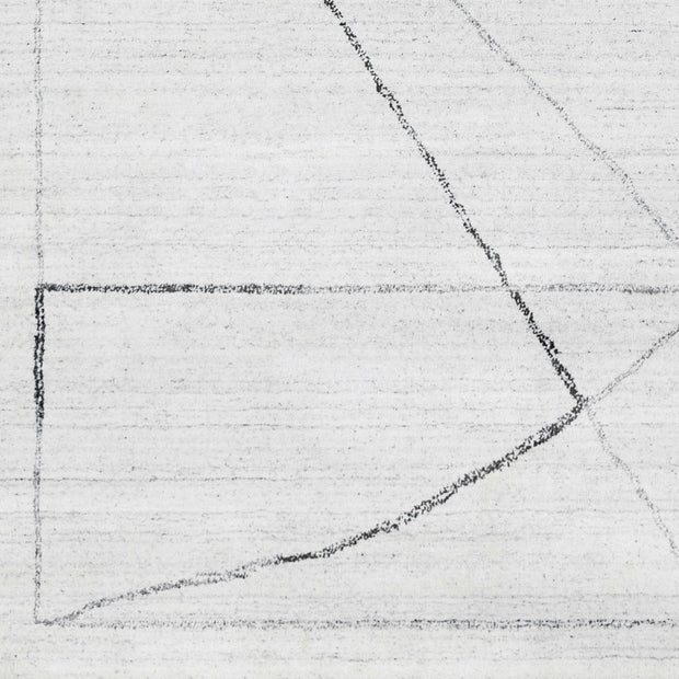 Uttermost Costilla Hand Knotted White, Charcoal and Black Contemporary Rug ~ 6' x 9'