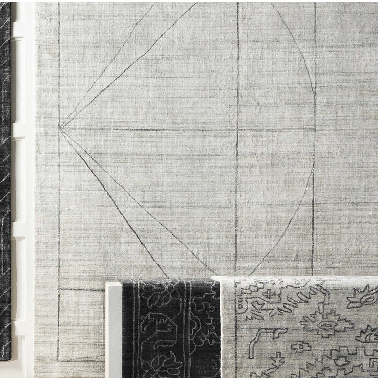 Uttermost Costilla Hand Knotted White, Charcoal and Black Contemporary Rug ~ 6' x 9'