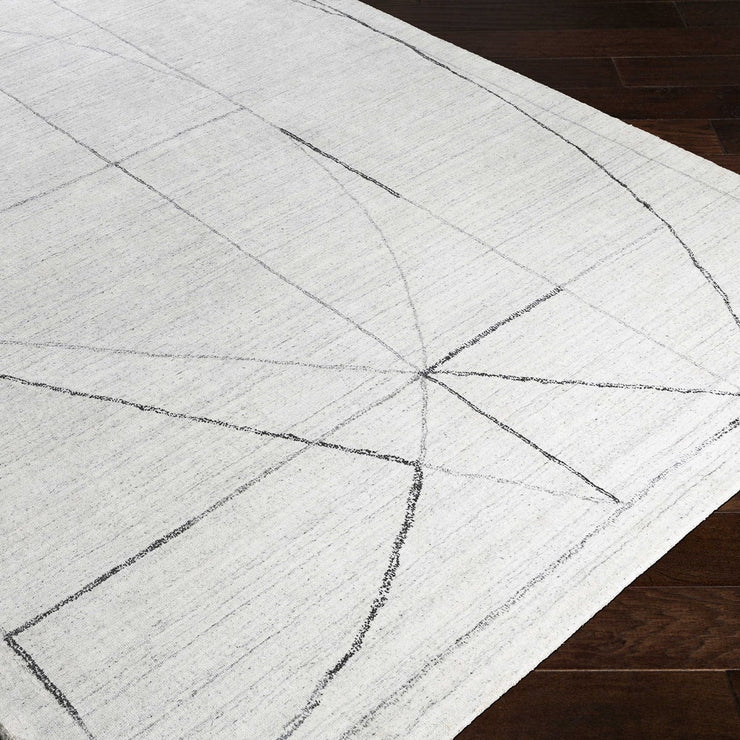 Uttermost Costilla Hand Knotted White, Charcoal and Black Contemporary Rug ~ 6' x 9'