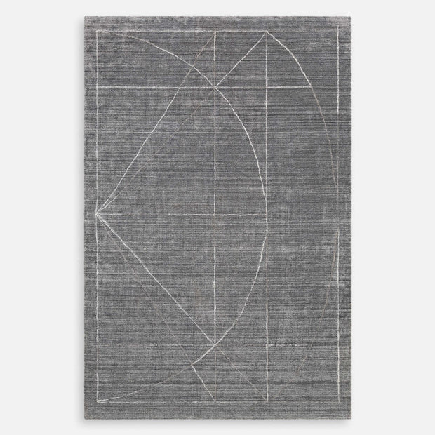 Uttermost Costilla Hand Knotted Gray, Charcoal and White Contemporary Rug ~ 8' x 10'