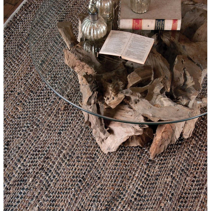 Uttermost Tobais Hand Woven Leather and Natural Hemp Rug ~ 5' x 8'