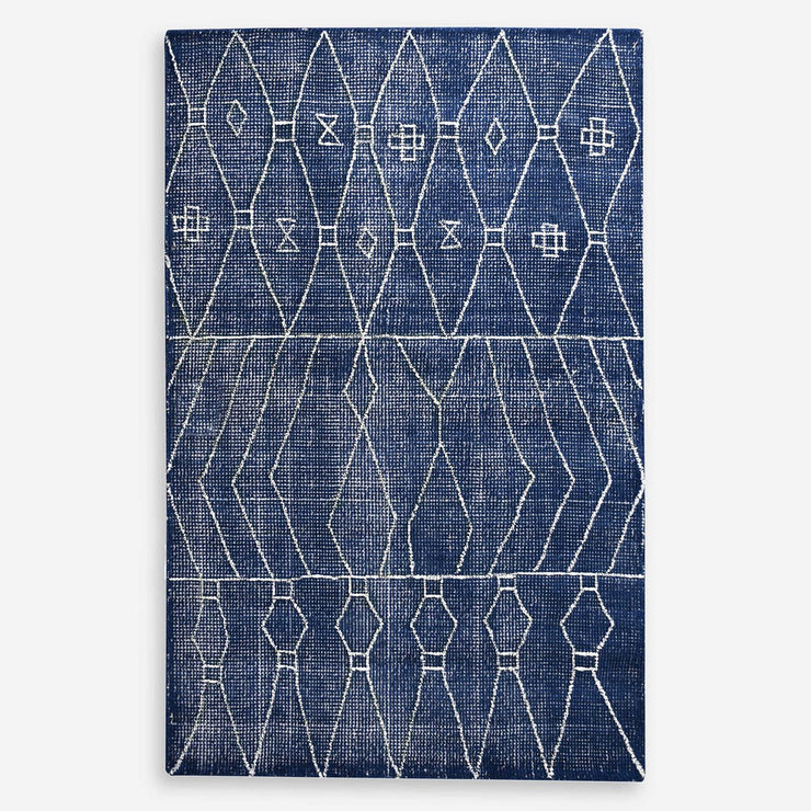 Uttermost Fressia Hand Woven Indigo Blue Wool Rug ~ 8' x 10'