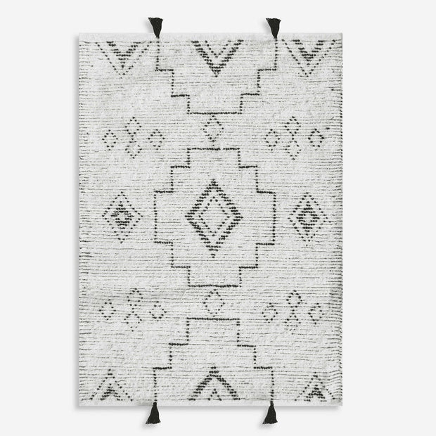Uttermost Raton Hand Woven Ivory and Charcoal Tribal Pattern Rug ~ 6' x 9'