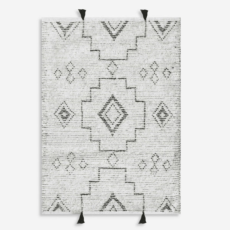 Uttermost Raton Hand Woven Ivory and Charcoal Tribal Pattern Rug ~ 6' x 9'