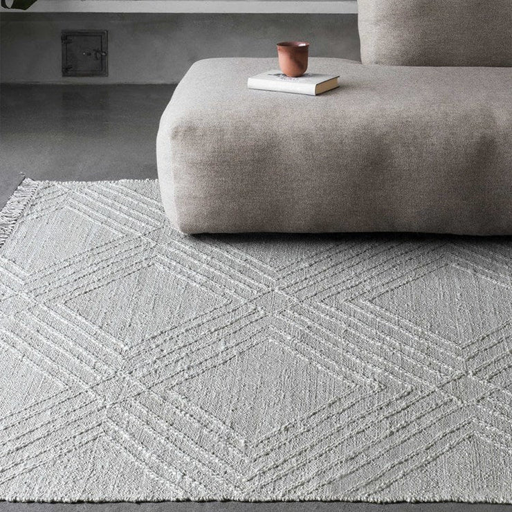 Uttermost Aledo Hand Woven Ivory Raised Geometric Pattern Rug ~ 6 x 9