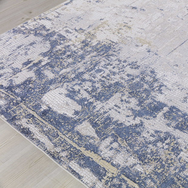 Uttermost Hamida Indigo Blue, Light Gray and Beige Modern Abstract Rug ~ 8' x 11'