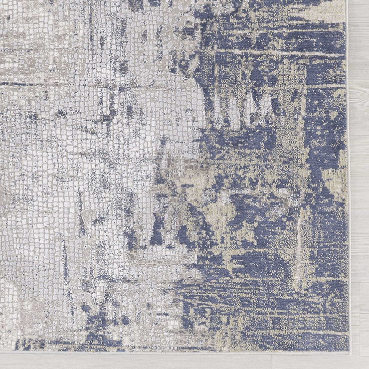Uttermost Hamida Indigo Blue, Light Gray and Beige Modern Abstract Rug ~ 5'3" x 7'6"
