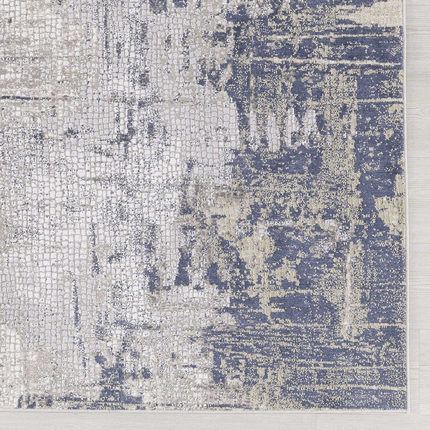 Uttermost Hamida Indigo Blue, Light Gray and Beige Modern Abstract Rug ~ 8' x 11'