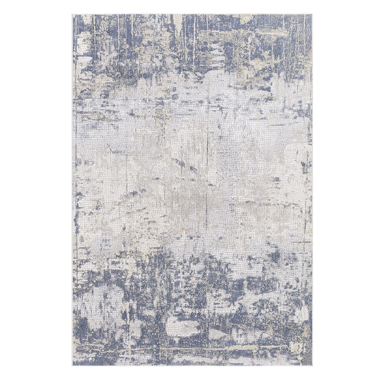Uttermost Hamida Indigo Blue, Light Gray and Beige Modern Abstract Rug ~ 5'3" x 7'6"